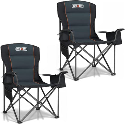 Overmont 2-Pack Oversized Camping Chairs - 450 lb Each, Fully Padded