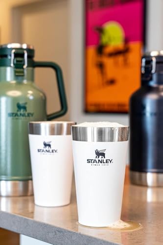 Stanley Adventure Stacking Beer Pint Glass 16oz | Stackable Drinking Cup for Cold Beverages | Dishwasher Safe | Insulated Stainless Steel Tumbler | BPA-Free | Black 2.0