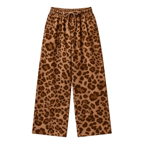 Leopard Sweatpants Womens Baggy Wide Leg Lounge Joggers Pants with Pockets