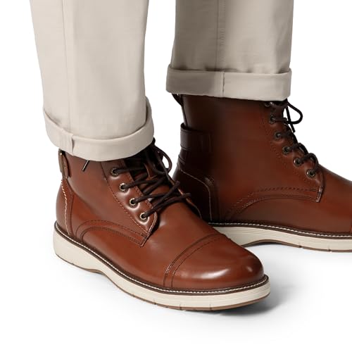 Bruno Marc Men's Motorcycle Combat Dress Boots,Brown,10
