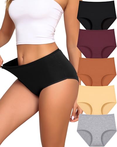 UNDER THE SEA Cotton Underwear Women High Waisted Full Coverage Brief 5pack