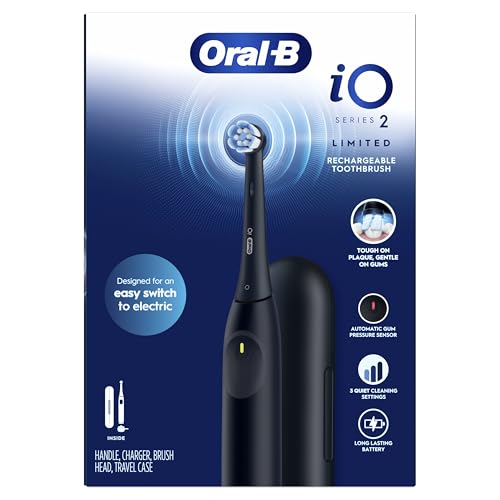 Oral-B iO2 Electric Toothbrush, for an Easy Switch to Electric, Night Black, Rechargeable Electric Toothbrushes, iO Series 2 Limited with 1 Power Toothbrush, 1 Brush Head, and 1 Travel Case