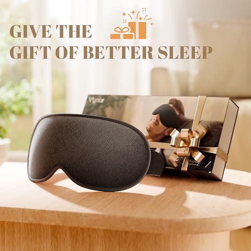 Vynix 100% Blackout Sleep Mask for Men Women - Eye Mask for Sleeping 3D Contoured - Soft Comfortable Sleeping Mask for Travel - Adjustable Eyemask Black Out Night Masks for Nap Meditation - Grey