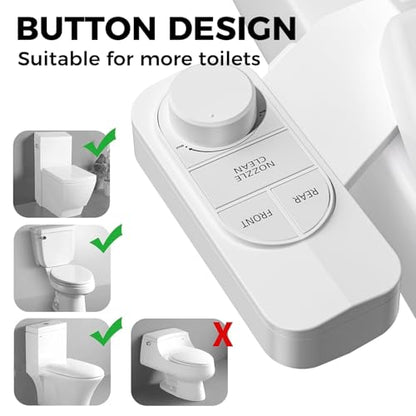 SAMODRA Non-Electric Bidet Attachment for Toilet – Self-Cleaning Dual Nozzle (Frontal & Rear Wash), Adjustable Water Pressure, Fits Most Toilets, Easy Installation (Classic White)