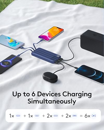 Orfeika Fast Charging Portable Charger Power Bank with 4 Built-in Cables