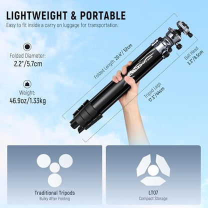 NEEWER LITETRIP LT07 61" Aluminum Travel Tripod for Camera