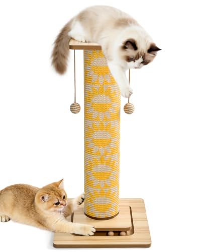 Odoland 31" Tall Cat Scratching Post, Cat Scratcher with Replaceable Pad
