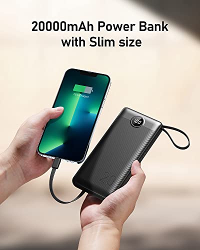 VEEKTOMX Portable Charger Built-in Cables 20000mAh Power Bank for iPhone USB C Fast Charging Battery Bank Travel Essential Battery Pack Power Bank for iPhone, Samsung, iPad, Andriod, etc