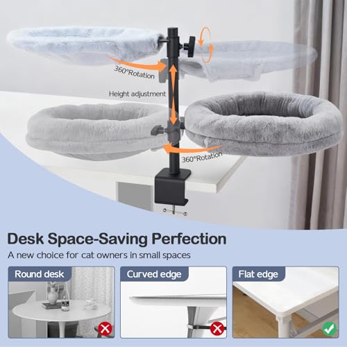 Odoland Cat Desk Bed, 2-in-1 Double Layer Bed with Adjustable Height