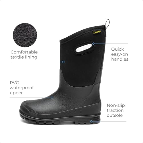DREAM PAIRS Kids Boys Winter Snow Rain Boots,Black,3 Little Kid