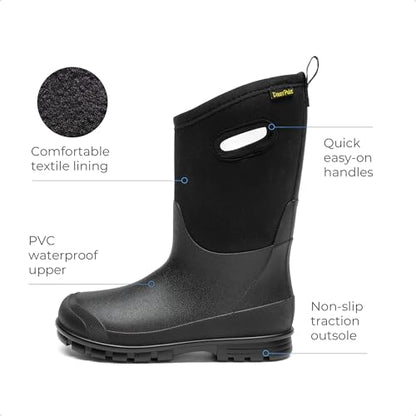DREAM PAIRS Kids Boys Winter Snow Rain Boots,Black,3 Little Kid