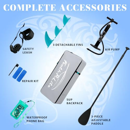 FEATH-R-LITE Inflatable Stand Up Paddle Board with Beginner SUP Accessories