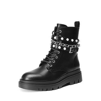 DREAM PAIRS Women's Combat Goth Ankle Boots Booties,Black,11