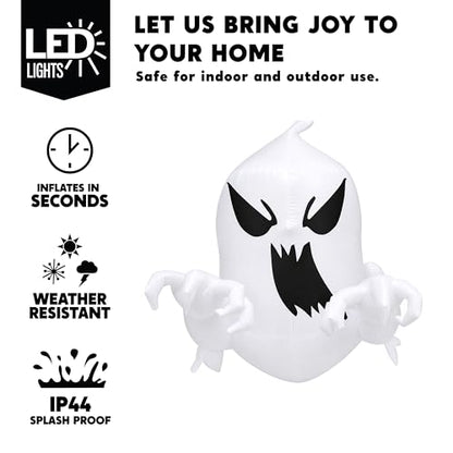Joiedomi 4.5 FT Halloween Inflatable Scary Flying Ghost Broke Out from Window Inflatable with Build-in LED Blow Up Ghost for Halloween Party Indoor, Outdoor, Yard, Garden, Lawn Decoration