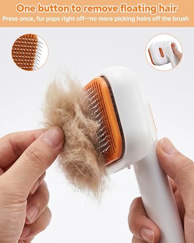 Cat Steam Brush - 3 in 1 Steamy Cat Brush with 45ml Water Tank and Dual Speed Mist, Cat Brush for Removing Tangled and Loosse Hair, Grooming Shedding Brush for Long & Short Haired Pets