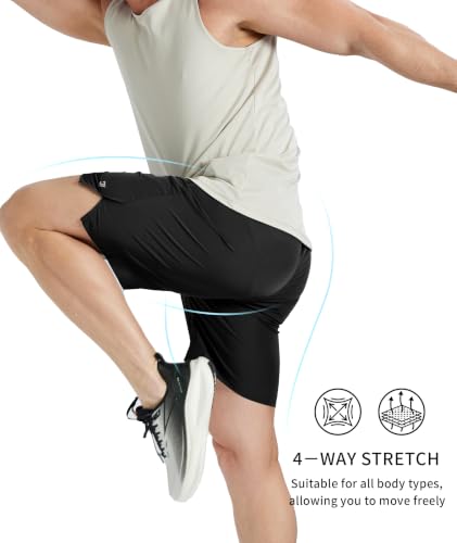 ZITY Mens Athletic Shorts Quick Dry Lightweight Gym Sports Workout Running Shorts for Men with 3 Zipper Pockets Black M