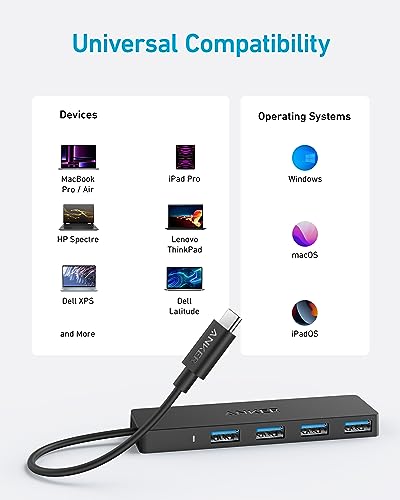 Anker USB C Hub, 4 Ports USB 3.0 Data Hub with 5Gbps Data Transfer