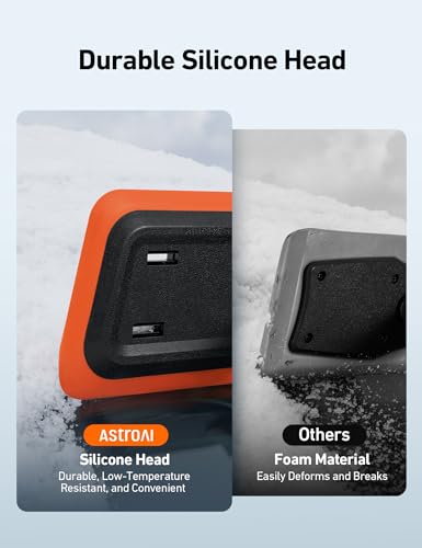AstroAI 47.2 Inch 2-in-1 Snow Scraper for car Snow Broom(Orange-Black)