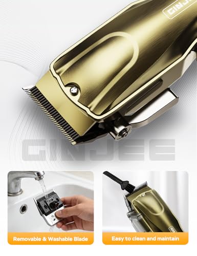 GinJee Professional Cordless Hair Clippers for Men, Gold