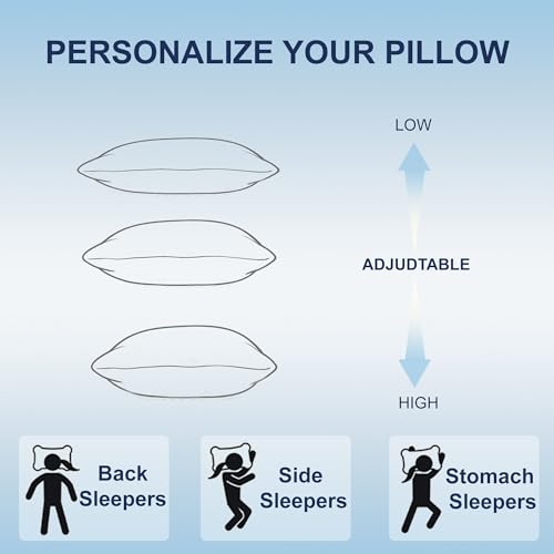 Moonrite Cooling Queen Pillows 2 Pack,Shredded Memory Foam Pillow 50x75cm
