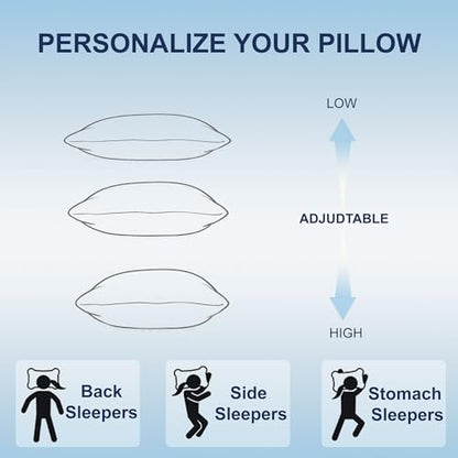 Moonrite Cooling Queen Pillows 2 Pack,Shredded Memory Foam Pillow 50x75cm