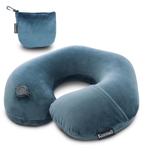 Keemall Portable Inflatable Travel Neck Pillow for Airplane, Car & Office