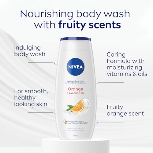 NIVEA Orange & Avocado Oil Body Wash, 3x500ml