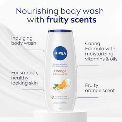 NIVEA Orange & Avocado Oil Body Wash, 3x500ml