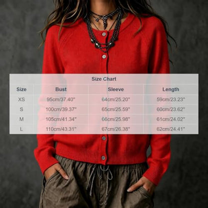 Women Sweaters Womens Cardigan Button Cardigan Knit Top Red