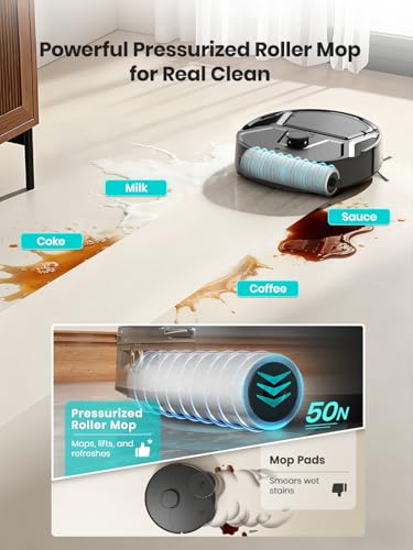 Lefant 2026 New Robot Vacuum and Mop, 20000Pa Strong Suction, Self-Cleaning Roller Mop with Auto Drying, LiDAR Navigation & Obstacle Avoidance, 5G WiFi, M210 PRO Omni, Gray