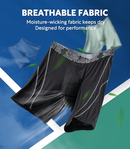 Separatec Dual Pouch Underwear for Men Moisture Wicking Breathable and Soft Men's Underwear Boxer Briefs with Fly 3 Pack