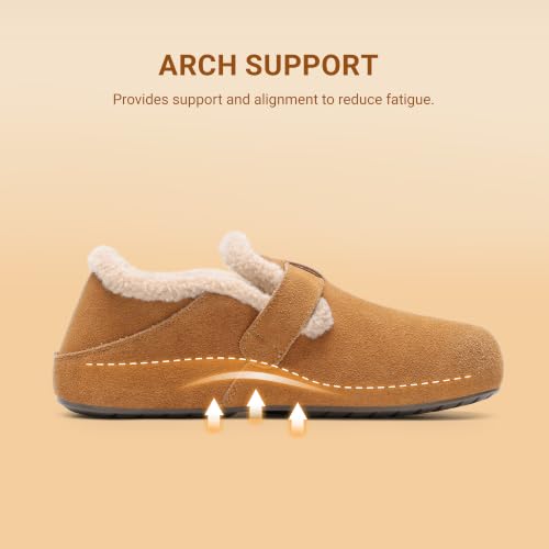 DREAM PAIRS Women's Fur Lined Clogs Genuine Suede Potato Shoes,Chestnut,9