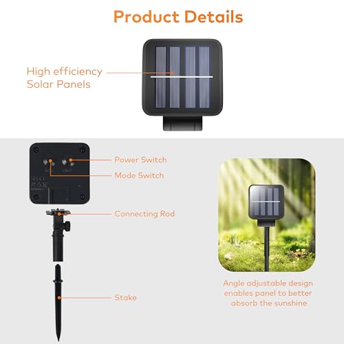 3 Pack Solar String Lights Outdoor, Total 300LED 100FT Solar Fairy Lights Waterproof, 8 Modes Dimmable Solar Powered Lights, Auto On/Off for Patio Garden Yard Tree Wedding Party Xmas Decor(Warm White)