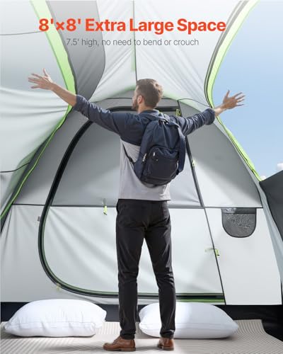 VEVOR SUV Tent for Camping, 8FT L x 8FT W, Waterproof PU2000mm Spacious Double Layer Design for 5-8 Person, SUV Camping Tent with Mesh Windows, Includes Rainfly & Storage Bag, for Outdoor Activities