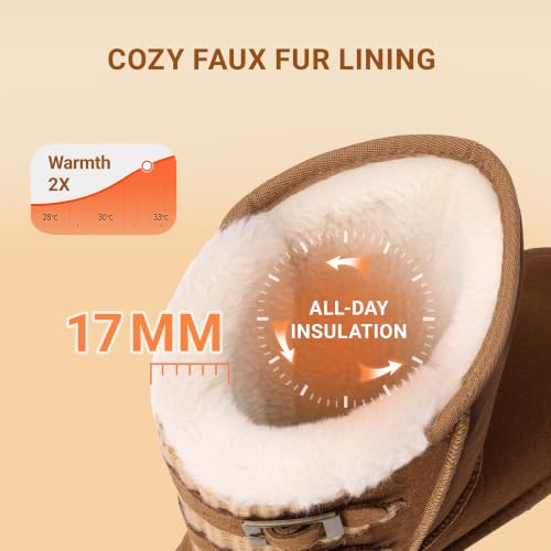 DREAM PAIRS Women's Genuine Suede Winter Snow Boots,Chesnut,7