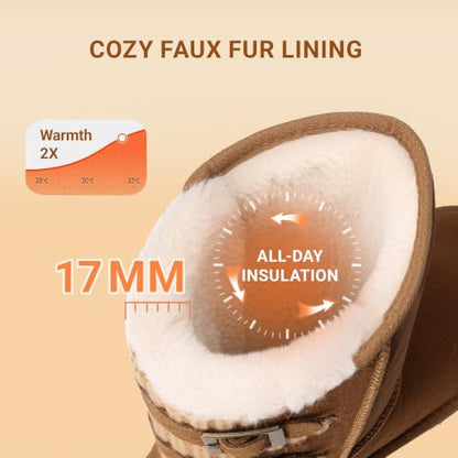 DREAM PAIRS Women's Genuine Suede Winter Snow Boots,Chesnut,7