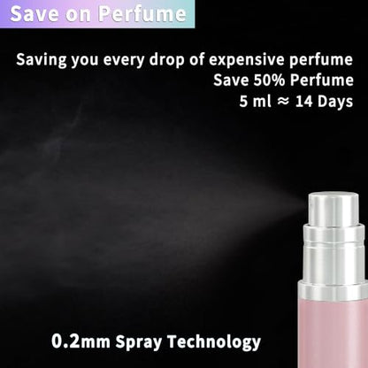 Refillable Perfume Atomizer Travel Bottle - Qavhun 5ml Luxury Leakproof Travel Perfume Refillable Bottle,Perfume Atomizer, Perfume Spray Bottle for Women (Pink)