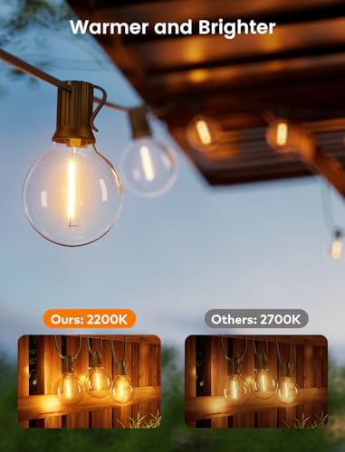 Torkase Outdoor String Lights Mains Powered,110FT/33M S14 Garden Festoon Lights with 56+2 Shatterproof S14 Plastic LED Edison Bulbs Waterproof for Outside Patio