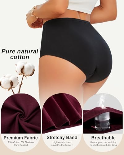 UNDER THE SEA Cotton Underwear Women High Waisted Full Coverage Brief 5pack