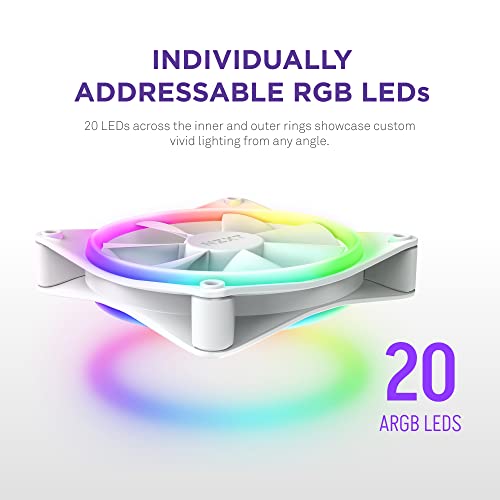Nzxt 270651 Fan Rf-d14sf-w1 F140 RGB Duo 140mm Fdb 4-pin Pwm White Ratail