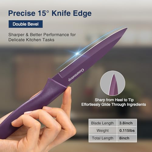 Gourmetop Paring Knife Set of 4, 3.8” Fruit Knife with Cover, German Steel