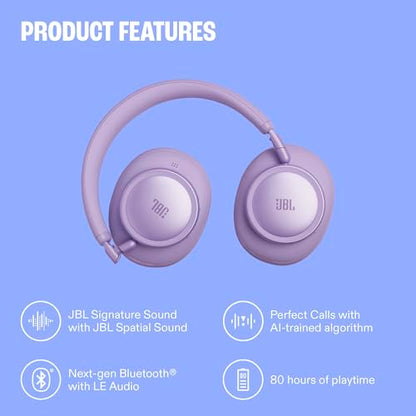 JBL Live 780NC - Wireless Over-Ear Noise Cancelling Headphones, Adaptive Noise Cancelling, Bluetooth, Foldable, 40mm Dynamic Driver - Blue