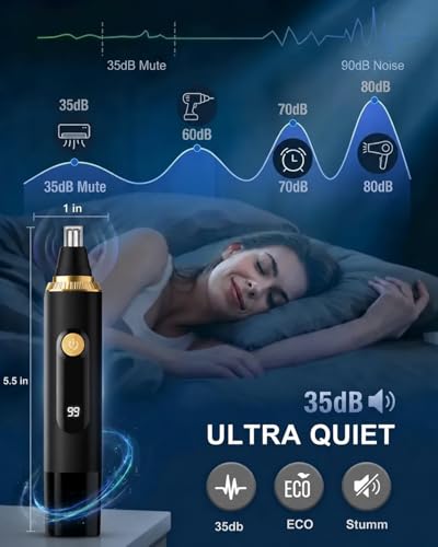Nose Hair Trimmer 2026 Professional Nose Trimmer for Men and Women, Painless IPX7 Waterproof Eyebrow & Facial Hair Removal,USB Rechargeable with LED Display Dual-Edge Blades, Black