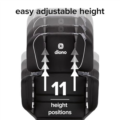 Diono Connect3 R 2-in-1 High Back Booster, Slim Fit 3-across in Many Mid-Sized Sedans and SUVs, For Children from 40-120 lbs., Lightweight with Cupholder, Black Storm