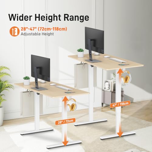 IMHome Standing Desk, 47x24 Inch Height Adjustable Electric Desk, Ivory