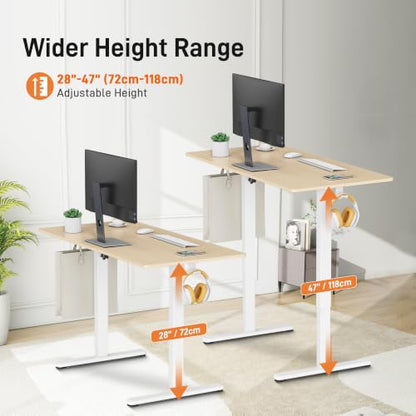 IMHome Standing Desk, 47x24 Inch Height Adjustable Electric Desk, Ivory