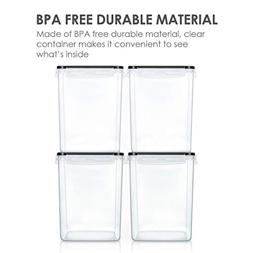 Vtopmart Large Pantry Food Storage Containers, 4 Pcs 5.2L/176oz, Black