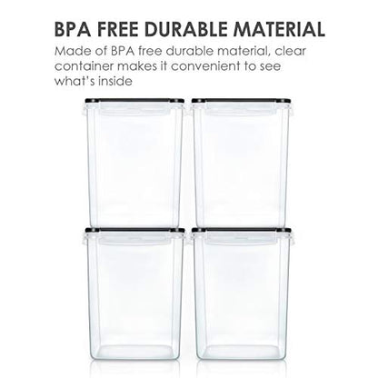 Vtopmart Large Pantry Food Storage Containers, 4 Pcs 5.2L/176oz, Black
