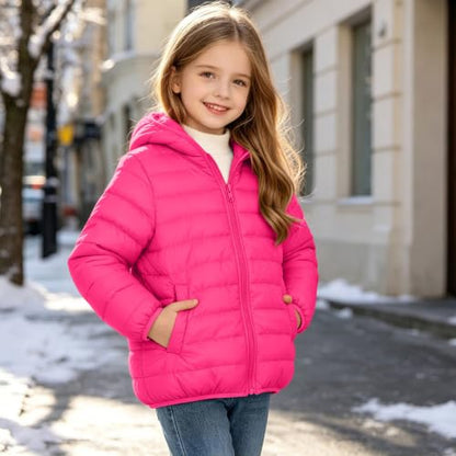 Girls Lightweight Quilted Jackets Hooded Puffer Jacket for Kids Down Coat