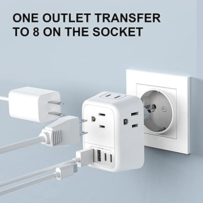 VYLEE European Travel Plug Adapter, Type C Foldable Power Adaptor [1 Pack]